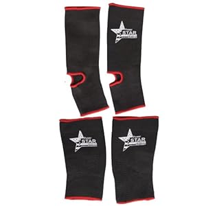 Set of Knee + Ankle Support Protection Braces Unisex 2x Black