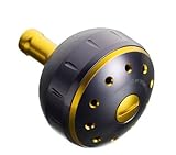 シマノ リール 夢屋 アルミラウンド型 パワーハンドルノブ ブラック/ゴールド Sノブ TypeA用 27122