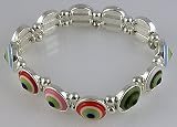 EVIL EYE Womens Kids Silver Stretch Bracelet Good Luck