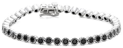 10k White or Yellow Gold Black Diamond Bracelet (3 1/2 cttw)