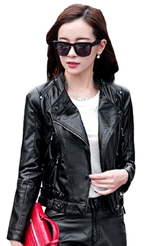 レディース 秋物 PUレザージャケット フェイクレザー ライダースジャケット 革ジャケット Leather Jacket スリム 薄い テーラード ショート丈 カジュアルアウター 大人カジュアル ジッパー付きポケット サイドポケット 袖口ジッパー 長袖 オシャレ モテかわ ブルゾン レジャー デート アウトドアジャケット 上着 定番 ベーシック トップス 人気 流行 トラベル トレンド ブラック SサイズからXLサイズまで オリジナルアクセサリー付属 UJA059