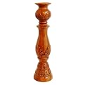 Carved Acacia Wood Candle Holder
