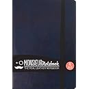 Monsieur Notebook Leather Journal - Navy Ruled Medium (Monsieur Notebook Ruled, 24-lb Ivory)