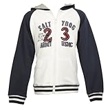 Salty Dog Boys Blue and Cream Hooded Zip Sweater - 8 Years