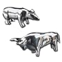 Executive Gift Stock Market Wall Street Bull and Bear Silver Plated Sculpture Figurines Paperweights