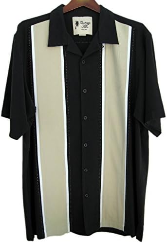 Mens Big and Tall Luxury Silk Camp Shirt 50s Panel 2 Colors