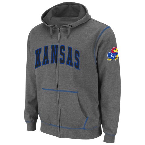 NCAA Kansas Jayhawks Blackout Full-Zip Fleece Hoodie, Heather Charcoal, XX-Large Amazon.com