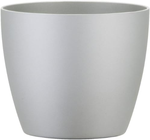 Borna European Tapered Cylinder Planter, 21.2" diameter x 18" height, Silver Finish