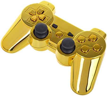 Dipper- New Chrome Gold Rumble Wireless Sixaxis Bluetooth Controller for the Sony Playstation 3