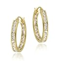 18k Gold over Silver 20mm Channel Set CZ Hoop Earrings
