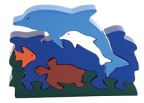 Eco-Friendly Wood Dolphin and Turtle Puzzle
