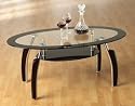 ELENOR MODERN LARGE COFFEE TABLE, BLACK BORDER GLASS AND CHROME