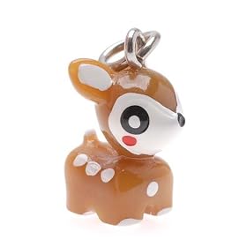Hand Painted 3-D Spotted Doe Deer Charm 19mm Lightweight (1)