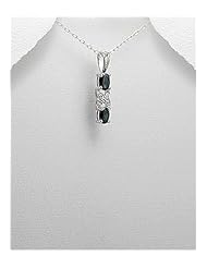 Black Sapphire Pendant Necklace In 92.5 Sterling Silver