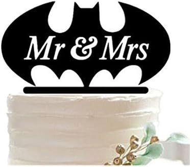 Bat Monogram Wedding Cake Topper in Black