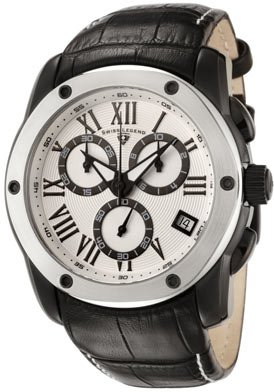 Swiss Legend Men’s 10005-BB-02S-SB Traveler Collection Chronograph White Dial Black Leather Watch