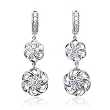 10k White Gold Flower Drop Diamond Earrings (GH, SI-I, 0.50 carat)