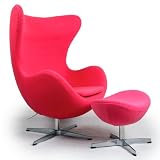 Egg Chair & Ottoman, Pink Boucle Cashmere Wool