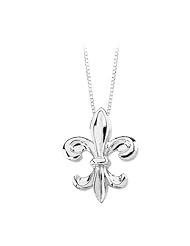Fleur-De-Lis Pendant with Chain ( 14K Yellow/White Gold or Sterling Silver)