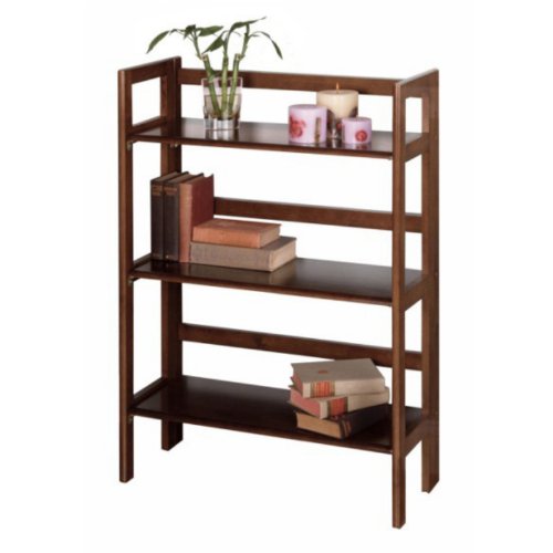 3 Shelf Stackable Folding Bookcase – Walnut