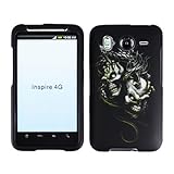 Black Silver Green Dragon Double Skull Rubberized Snap on Design Hard Case  ....