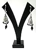 Womans Earrings Bollywood Oxidized Silver Black Beads Ethnic Tribal Jewelry, Gift Idea