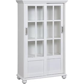Altra 9448096 Bookcase with Sliding Glass Doors, White