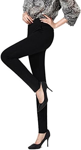 X2MIAONG Women's Comfort Stretch Basic Solid Rise Skinny Tapered Pants 35 Black
