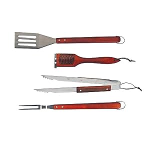 Brinkmann 9025 Stainless-Steel 4-Piece Barbecue Tool Set, Hardwood Handles by 