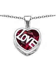 Original Star K (tm) Large Love Heart Pendant with 15mm Heart Shape Created Ruby in 925 Sterling Silver