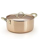 Kuprum Hand Hammered Solid Copper Multi-Purpose Sauce, Soup and Chili Pot, 2.5-qt