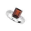 14K White Gold 0.08 ct. Diamond and 10 x 8 MM Mozambique Garnet Ring