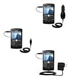 Deluxe Kit for the Blackberry 8820 includes a USB cable with Car and Wall Charger - Gomadic Brand w/ TipExchange Technology
