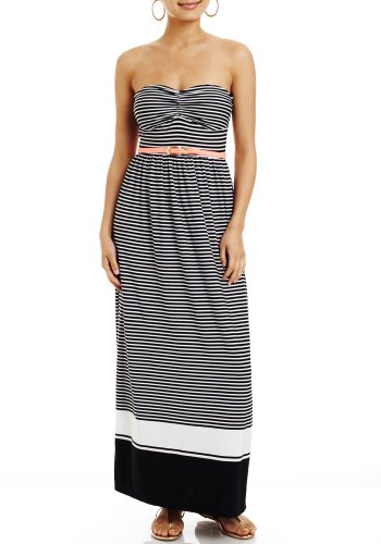 2B Miranda Stripe Maxi Dress 2b Day Dresses Black/white-l 2B Miranda Stripe Maxi Dress 2b Day Dresses Black/white-l