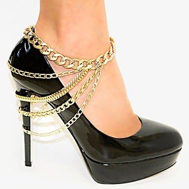 Eruner?Punk Anklet Siver Row Wave Tassel Chain High Heel Shoe Foot Ankle Bracelet
