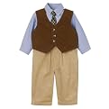 Newborn Boys' Itty Bitty 4-piece Vest Set - Brown/Blue