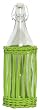 Hand Woven Kiwi Green Painted Willow Basket with Glass Large Water Bottle 13"H 36oz Set / 2