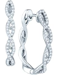 10KT White Gold 0.49 CTW Diamond Fashion Hoops