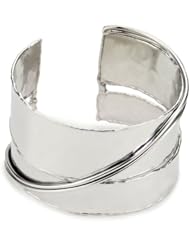 Devon Leigh "Bold Silver" Rhodium Dipped Hammered Slit Cuff Bracelet