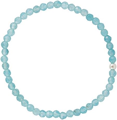 3mm River Stretch Angelite and Silver Bead Bracelet