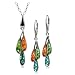 Schmuck : Amber by Graciana Damen Blau Scarlet Grune Farbe Bernstein 925 Sterling Silber Halskette Ohrringe Sets 46cm 40750