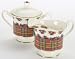 Merry Christmas Sugar Bowl And Creamer Set Designed By Artist Sandy Clough Beautiful Holiday Table Decor