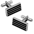 Rectangle Stripes Cufflink by Enrico Pardini - Black Rhodium