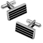Men's Rectangle Stripes Cuff Link by Enrico Pardini - Black Rhodium
