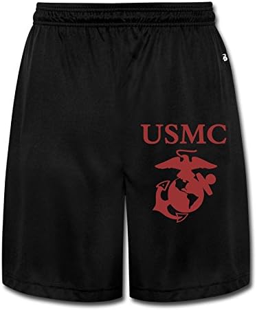 MRNG Men's US Marine Corps USMC Logo Shorts Sweatpants Black