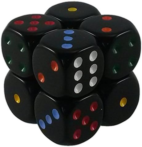 MagneticCube 2x2x2 Dice Puzzle: Black Opaque w/ Multicolor Pips