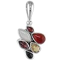 Sterling Silver Garnet, Citrine, Moonstone, Black Star and Carnelian Pendant by Sajen