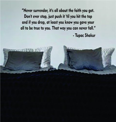 Decal Jewelry Tupac Never Surrender Quote Wall Decal Sticker Vinyl Hip Hop Rap