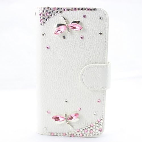 piaopiao fashion 3d bling leather wallet card flip Case Cover Skin For ALCATEL ONE TOUCH POP C5 OT 5036D 5036X (dragonfly pink)
