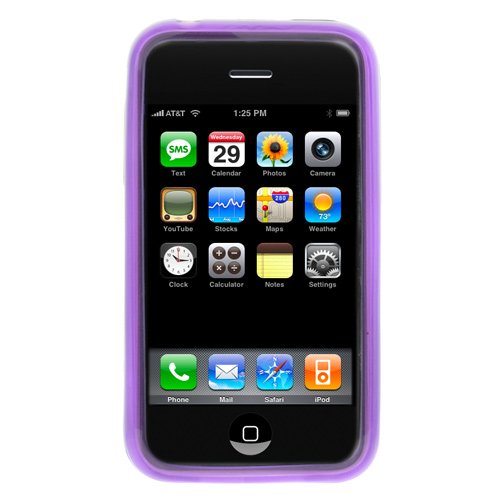 Purple Durable Soft Gel Skin Cover Case for Apple Iphone 3G, Iphone 3G S 3GS Smartphone